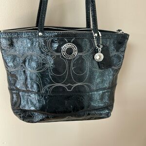 COACH black shiny handbag, 8x13